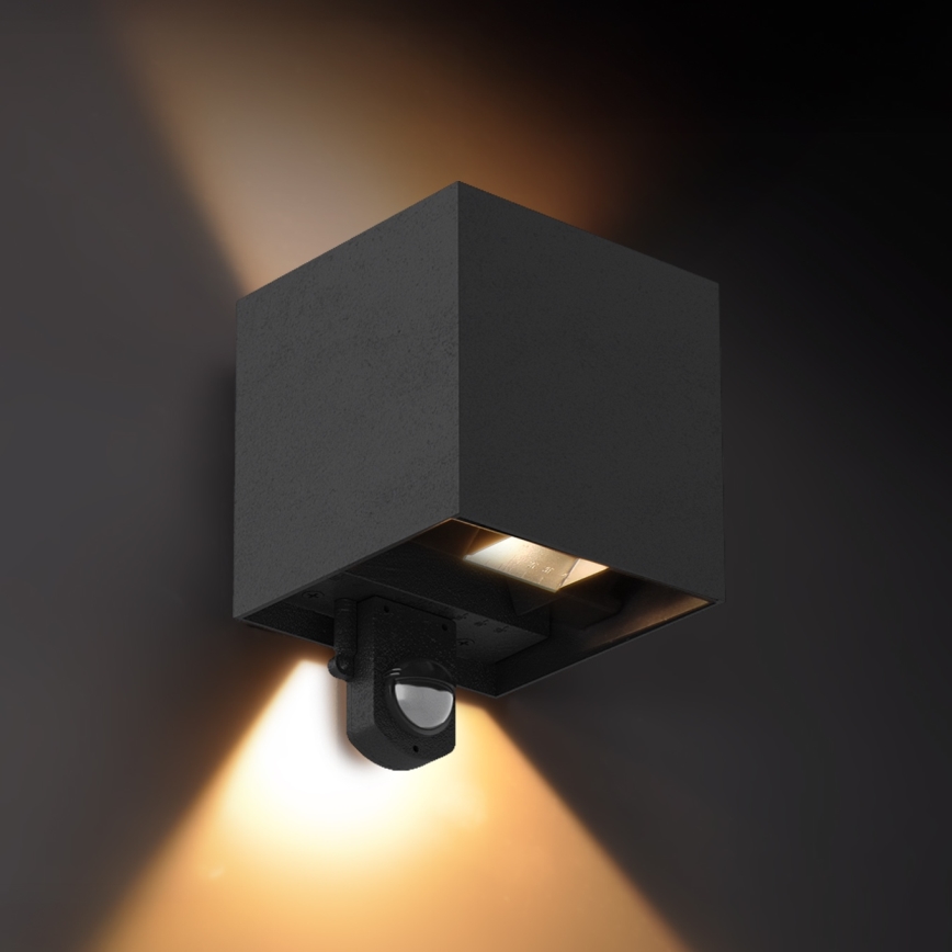 Brilagi - LED наружный настенный светильник с датчиком CUBE LED/6W/230V черный IP65