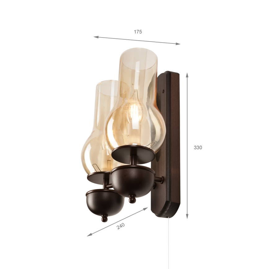 Brilagi - LED Настенный светильник COTTAGE 2xE14/40W/230V бук/коричневый