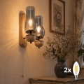BRILAGI - LED настенный светильник COTTAGE 2xE14/40W/230V дуб/дымчато-серый
