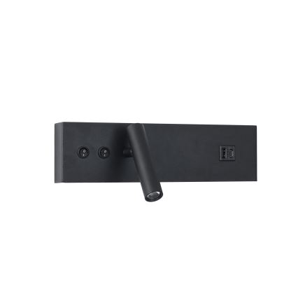Brilagi - настенный точечный светодиодный светильник с USB-портом NOCTIS LED/3W/230V + LED/9W чёрный