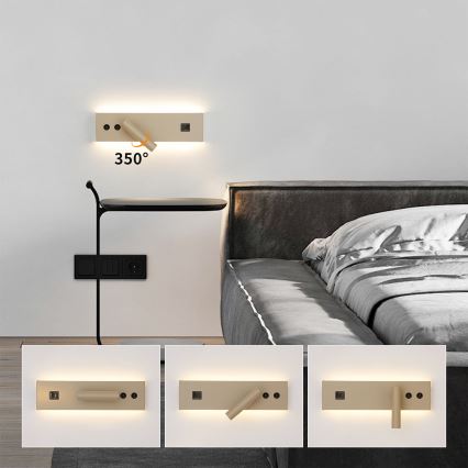 BRILAGI - Настенный точечный светильник с USB-портом NOCTIS LED/3W/230V + LED/9W бежевый