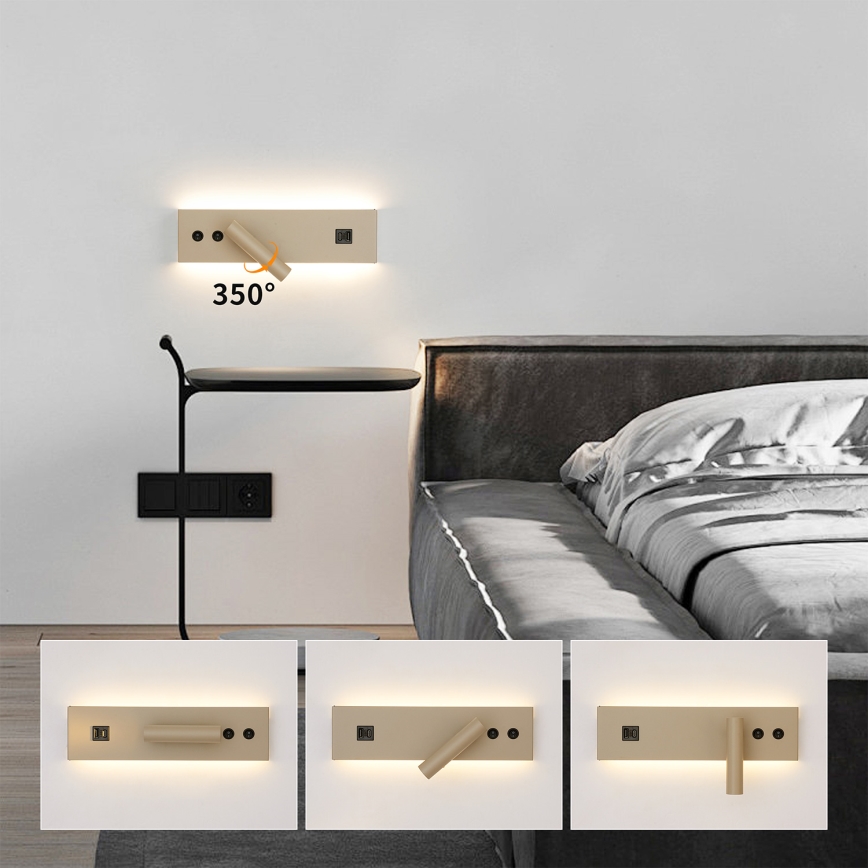 BRILAGI - Настенный точечный светильник с USB-портом NOCTIS LED/3W/230V + LED/9W бежевый