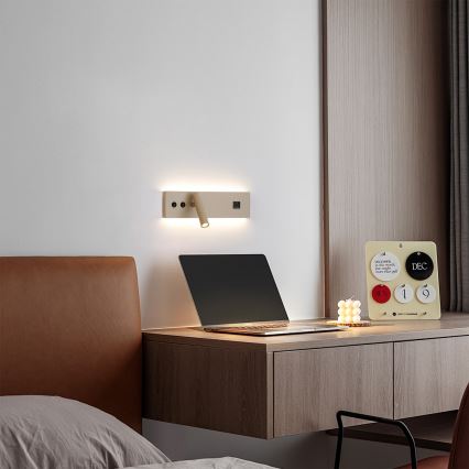 BRILAGI - Настенный точечный светильник с USB-портом NOCTIS LED/3W/230V + LED/9W бежевый