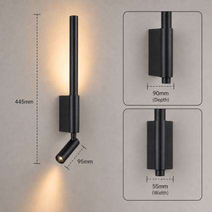 BRILAGI - LED настенный точечный светильник VIXON LED/3Вт/230В + LED/5Вт чёрный CRI 90