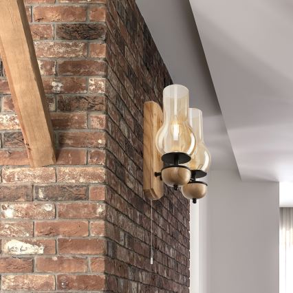 Brilagi - LED Настінний світильник COTTAGE 2xE14/40W/230V дуб/коричневий