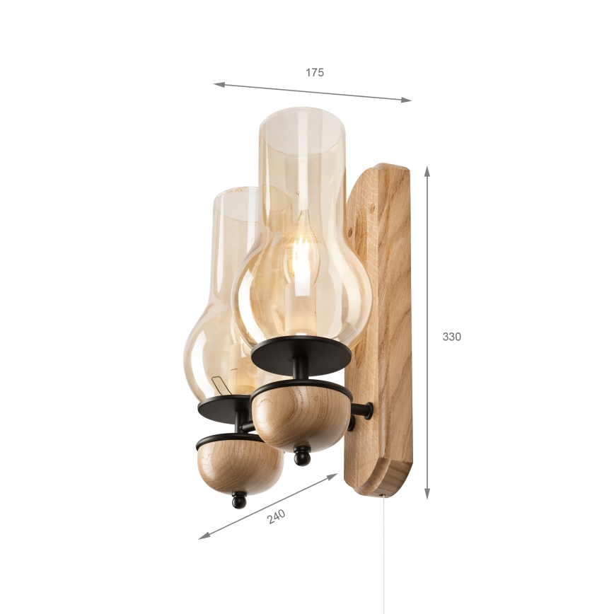 Brilagi - LED Настінний світильник COTTAGE 2xE14/40W/230V дуб/коричневий