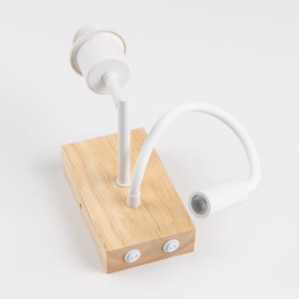Brilagi - LED гнучкий настінний світильник NUBILA WOOD 1xE27/25W/230V + LED/3W дуб/білий/світло-сірий