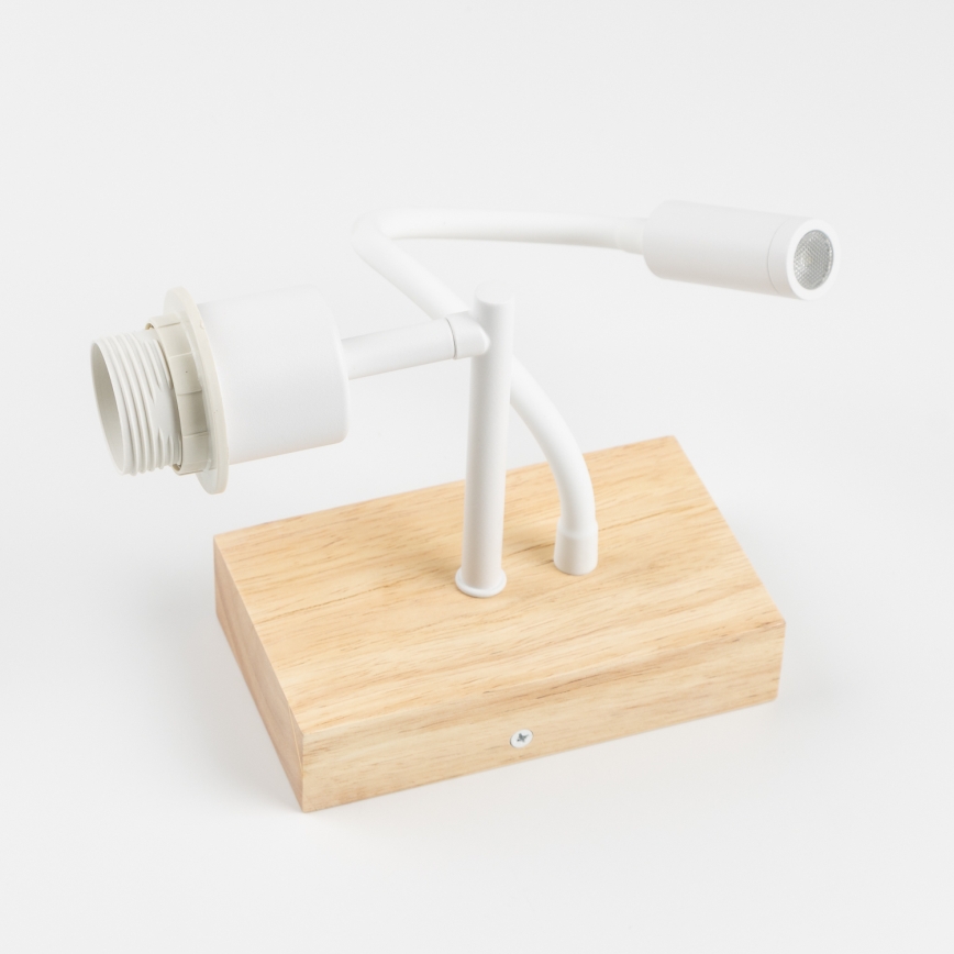 Brilagi - LED гнучкий настінний світильник NUBILA WOOD 1xE27/25W/230V + LED/3W дуб/білий/світло-сірий