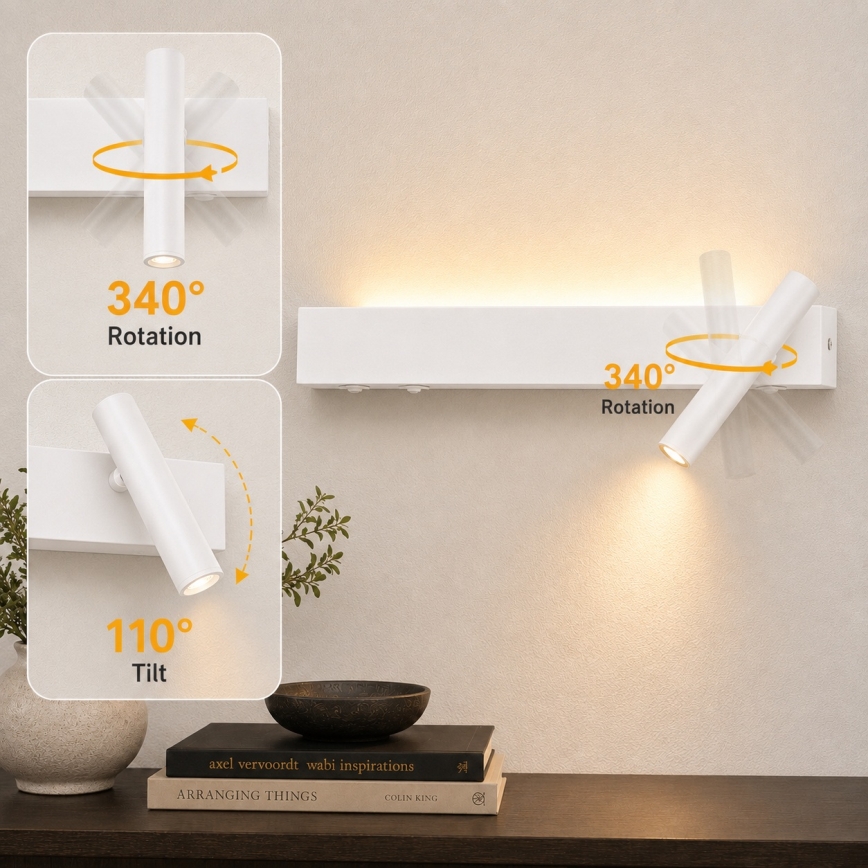 BRILAGI - LED настінний точковий світильник ARLIX LED/3W/230V + LED/7W білий CRI 90