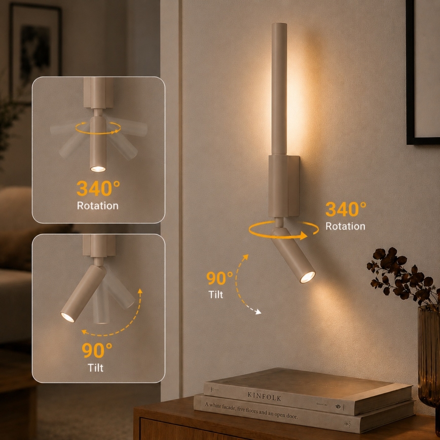 BRILAGI - LED настінний точковий світильник VIXON LED/3W/230V + LED/5W бежевий CRI 90