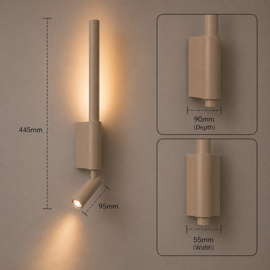 BRILAGI - LED настінний точковий світильник VIXON LED/3W/230V + LED/5W бежевий CRI 90