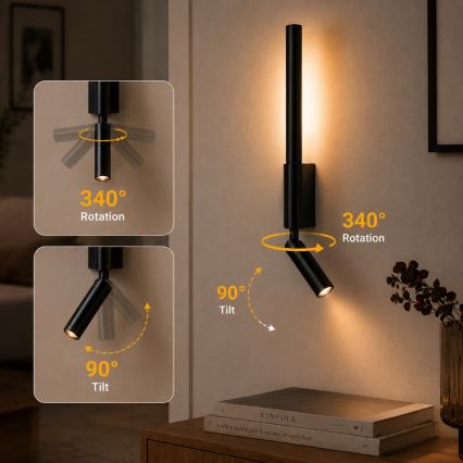 BRILAGI - LED настінний точковий світильник VIXON LED/3W/230V + LED/5W чорний CRI 90