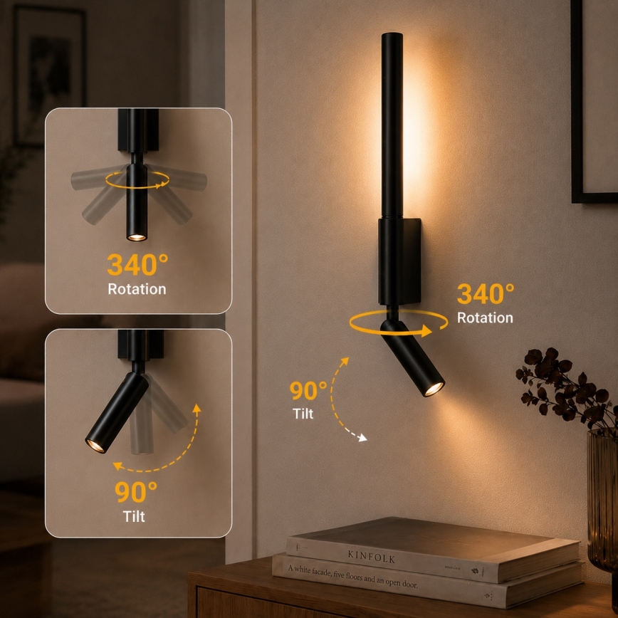 BRILAGI - LED настінний точковий світильник VIXON LED/3W/230V + LED/5W чорний CRI 90