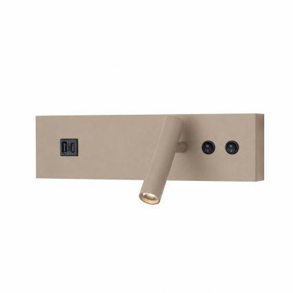 Brilagi - LED настінний точковий світильник з USB-портом NOCTIS LED/3W/230V + LED/9W бежевий