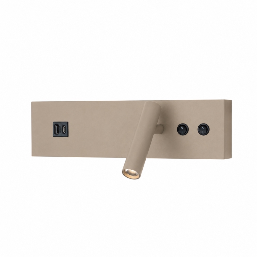 Brilagi - LED настінний точковий світильник з USB-портом NOCTIS LED/3W/230V + LED/9W бежевий