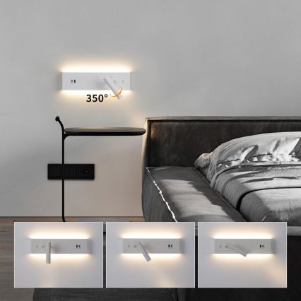 Brilagi - настінний точковий світильник LED з USB-портом NOCTIS LED/3W/230V + LED/9W білий