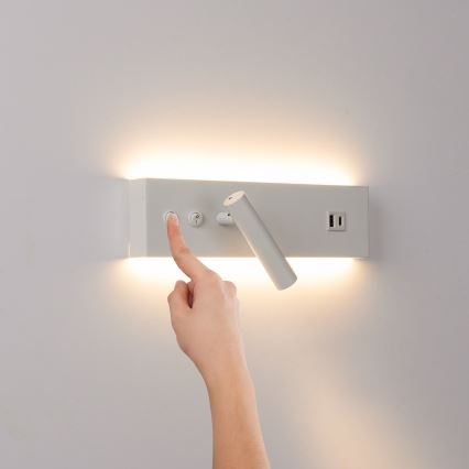 Brilagi - настінний точковий світильник LED з USB-портом NOCTIS LED/3W/230V + LED/9W білий