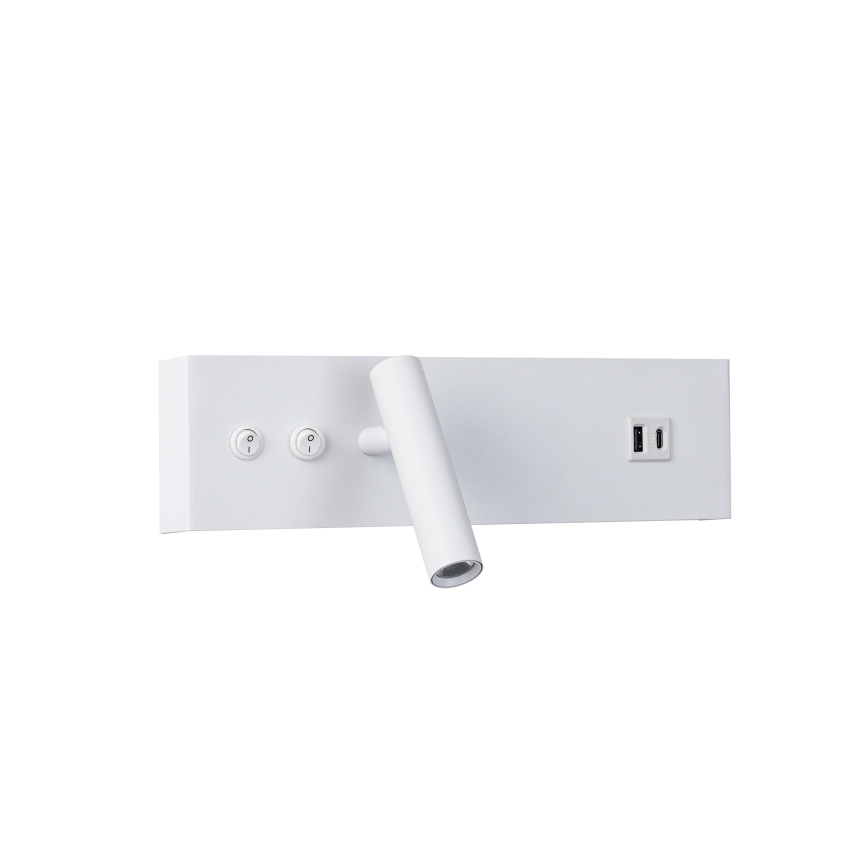Brilagi - настінний точковий світильник LED з USB-портом NOCTIS LED/3W/230V + LED/9W білий