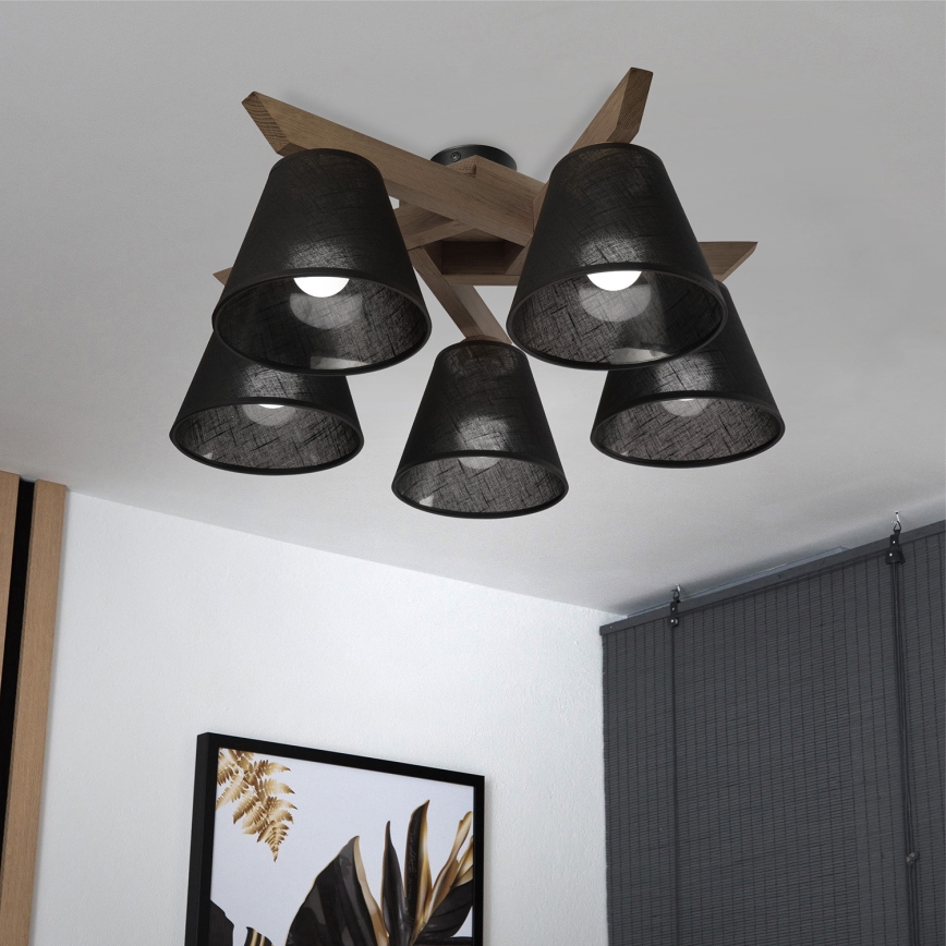 Brilagi - LED Накладна люстра ANTHONY 5xE14/40W/230V дуб горіх/чорний