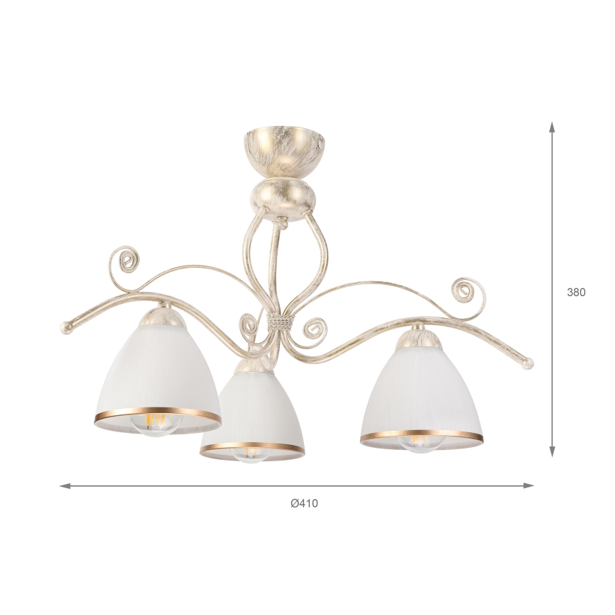 Brilagi - LED накладна люстра ANTICO 3xE27/60W/230V 3000K біла патина