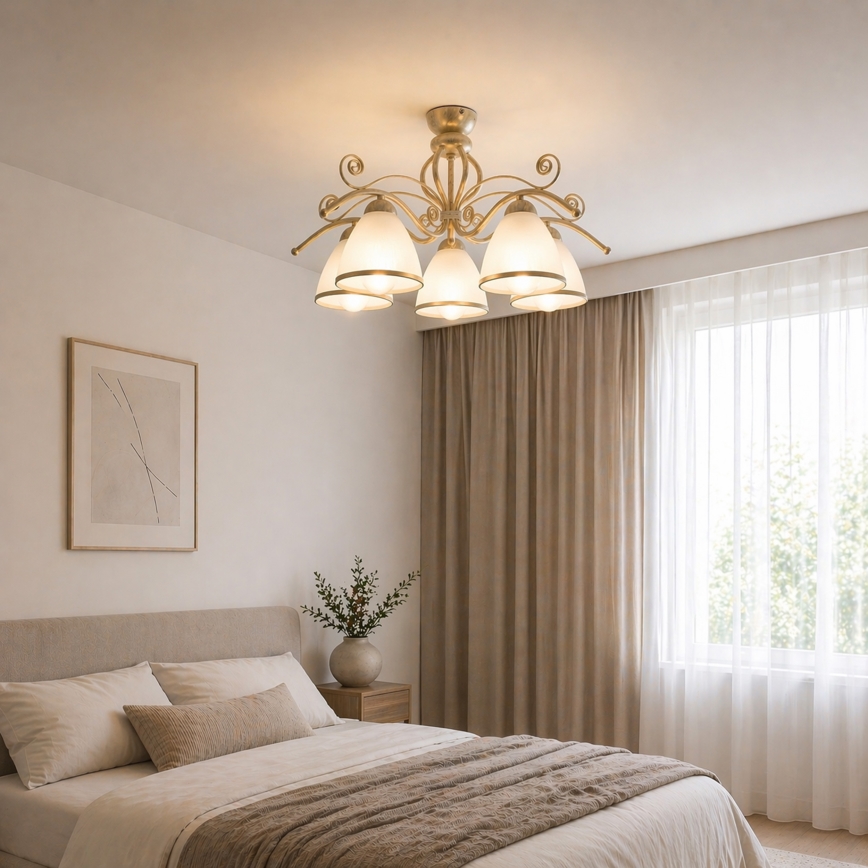 Brilagi - LED накладна люстра ANTICO 5xE27/60W/230V 3000K біла патина