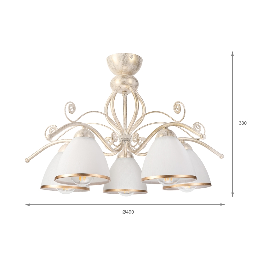 Brilagi - LED накладна люстра ANTICO 5xE27/60W/230V 3000K біла патина