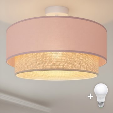 Брілагі - ЛЕД накладна люстра БОХО БОБО 1xE27/10W/230V Ø 40 см рожева/кремова