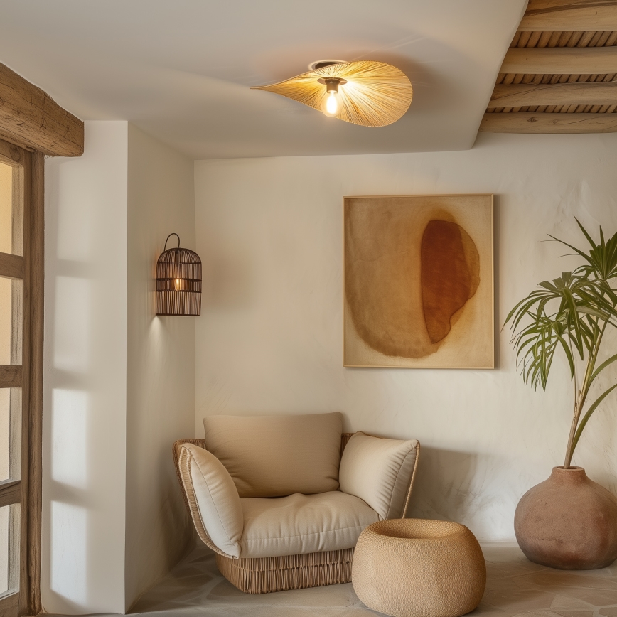 Brilagi - LED накладна люстра CERIA BOHO 1xE27/40W/230V, діаметр 60 см, з рафії