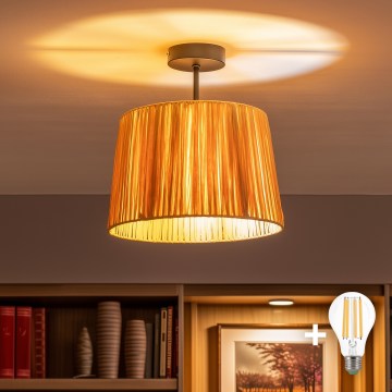 Brilagi - LED накладна люстра CERIA BOHO 1xE27/60W/230V діам. 30 см чорна/рафія