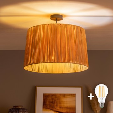 Brilagi - LED накладна люстра CERIA BOHO 1xE27/60W/230V Ø 50 см чорний/рафія