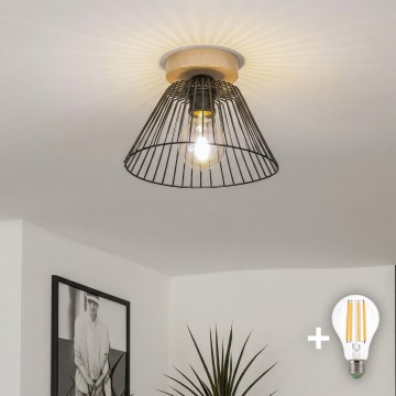 Brilagi - LED накладна люстра CERIA WIRE 1xE27/40W/230V, діам. 30 см, чорний/дуб