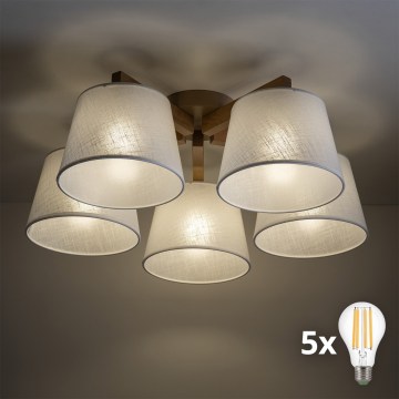 BRILAGI - LED Накладна люстра LATTE SABIA 5xE27/15W/230V сосна/біла