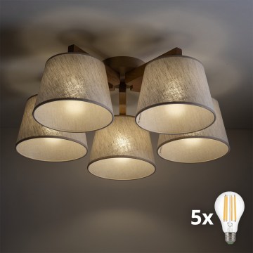 BRILAGI - LED накладна люстра LATTE SABIA 5xE27/15W/230V сосна/кремова