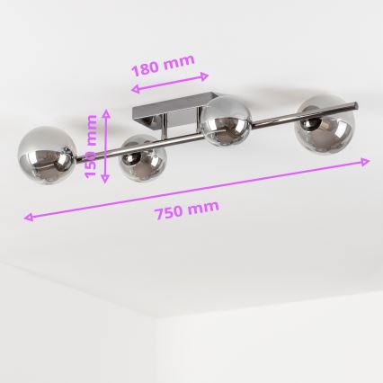Brilagi - LED накладна люстра MILLA 4xG9/3W/230V чорний хром/димчаста