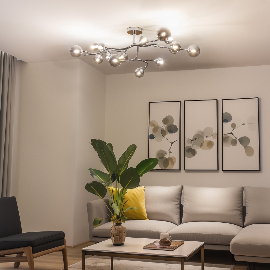 Brilagi - LED накладна люстра MISTEL 15xG9/3W/230V чорний хром/димчаста