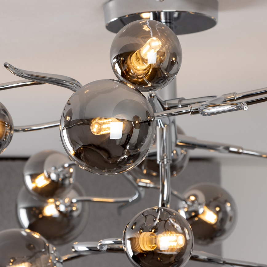 Brilagi - LED накладна люстра MISTEL 15xG9/3W/230V чорний хром/димчаста