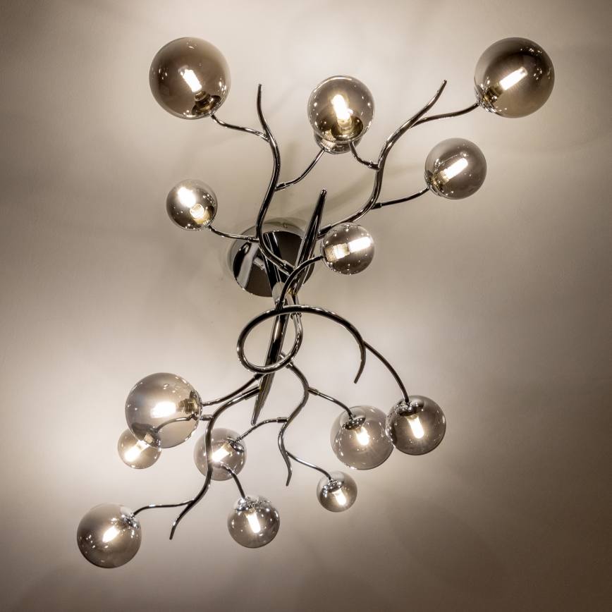 Brilagi - LED накладна люстра MISTEL 15xG9/3W/230V чорний хром/димчаста