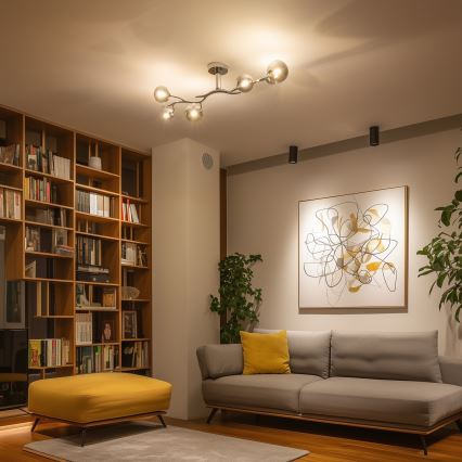 Brilagi - LED накладна люстра MISTEL 6xG9/3Вт/230В чорний хром/димчасте скло