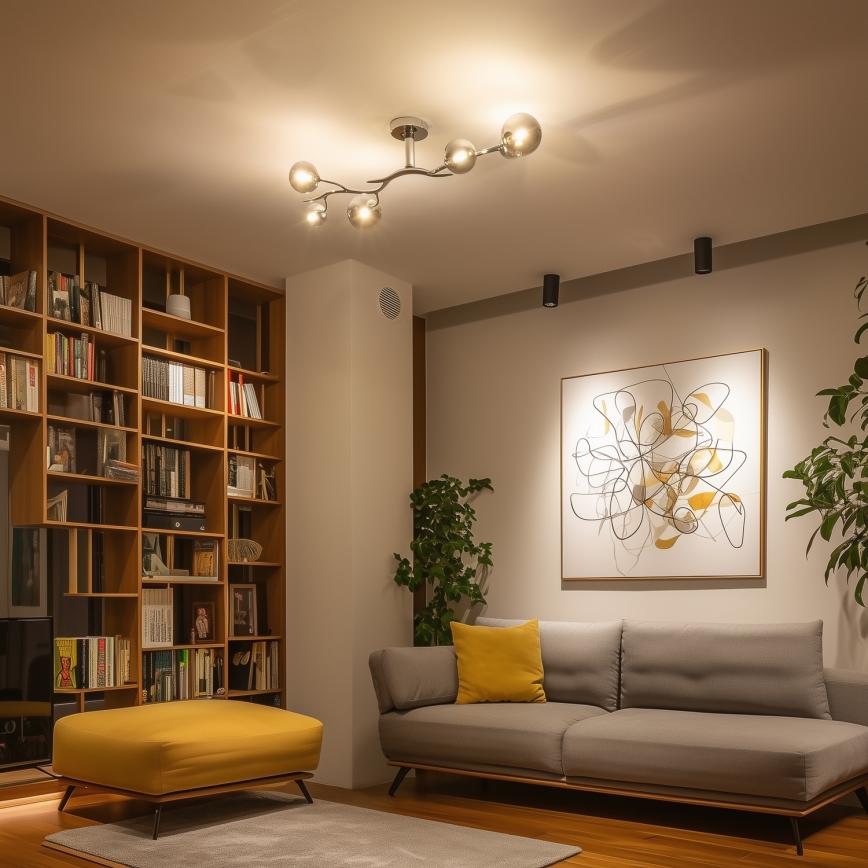 Brilagi - LED накладна люстра MISTEL 6xG9/3Вт/230В чорний хром/димчасте скло