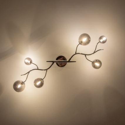 Brilagi - LED накладна люстра MISTEL 6xG9/3Вт/230В чорний хром/димчасте скло