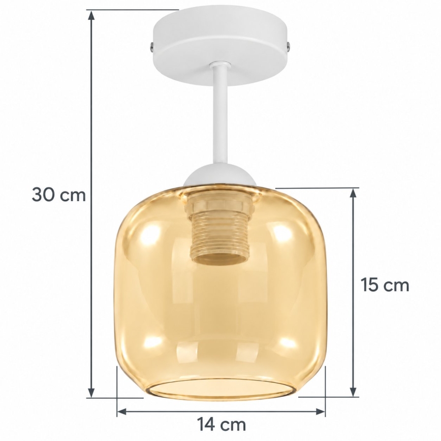 BRILAGI - LED Накладна люстра RETRO GLASS 1xE27/60W/230V діаметр 14 см білий/димчасто-бежевий
