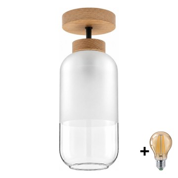 BRILAGI - LED накладна люстра RETRO GLASS 1xE27/60W/230V діаметр 14 см дуб/білий