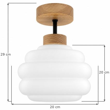 BRILAGI - LED накладна люстра RETRO GLASS 1xE27/60W/230V діаметр 20 см дуб/білий