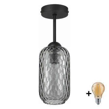BRILAGI - LED накладна люстра RETRO GLASS 1xE27/60W/230V Ø 14 см чорна/димчасто-сіра