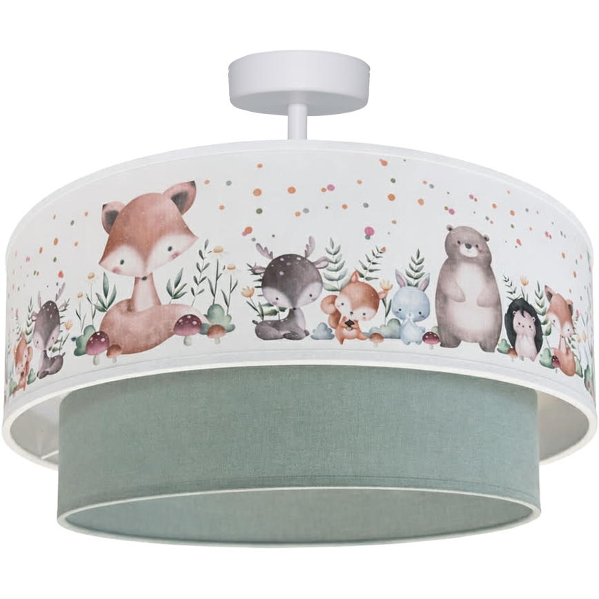 Brilagi - LED детская накладная люстра BOBO 1xE27/10W/230V диаметр 40 см белая/зелёная/с рисунком животных