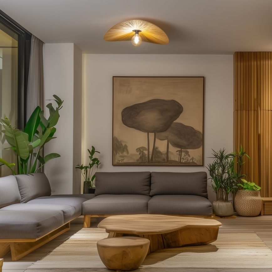 Brilagi - LED накладная люстра CERIA BOHO 1xE27/40W/230V, диаметр 80 см, рафия
