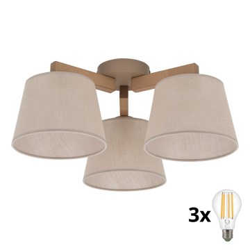 BRILAGI - LED накладная люстра LATTE SABIA 3xE27/15W/230V сосна/бежевая