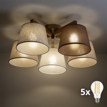 BRILAGI - LED накладная люстра LATTE SABIA 5xE27/15W/230V сосна/микс