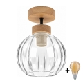 BRILAGI - LED накладная люстра RETRO GLASS 1xE27/60W/230V диам. 18 см дуб/прозрачная