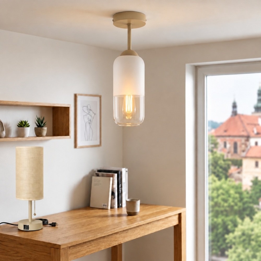 BRILAGI - LED накладная люстра RETRO GLASS 1xE27/60W/230V диаметр 14 см бежевый/белый